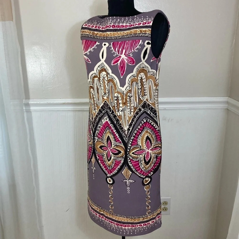 Suzi Chin for Maggie Boutique Sleeveless Dress with an abstract, artsy print s 6